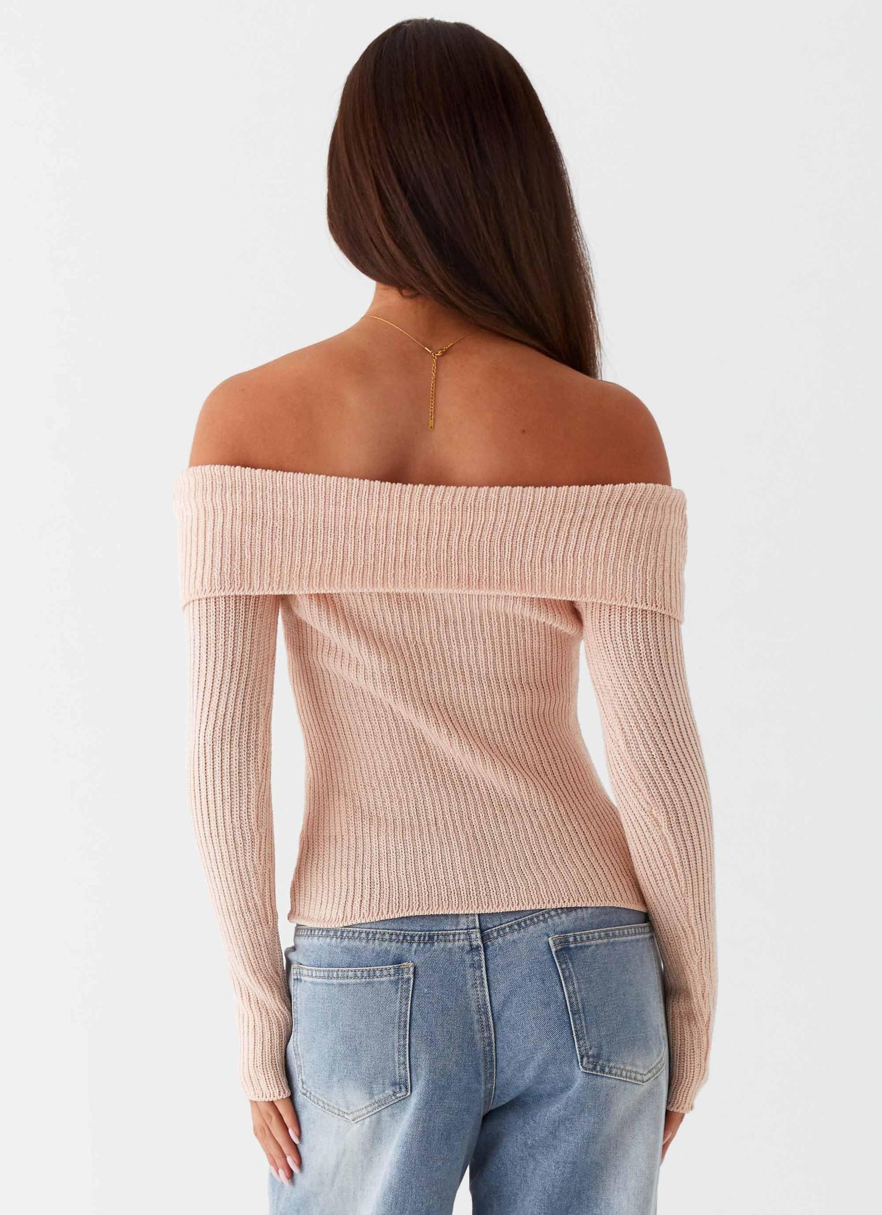 Rina Long Sleeve Knit Top - Blush Product Image