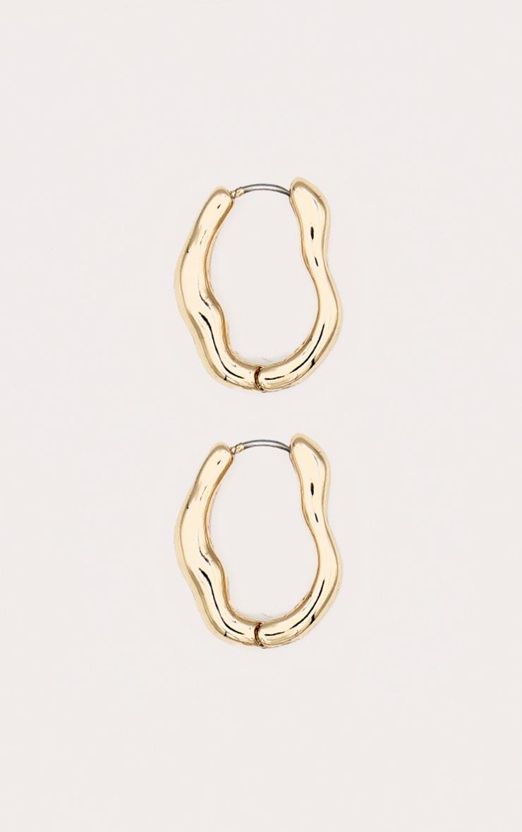 Gold Molten Wave Hoop Earrings Product Image