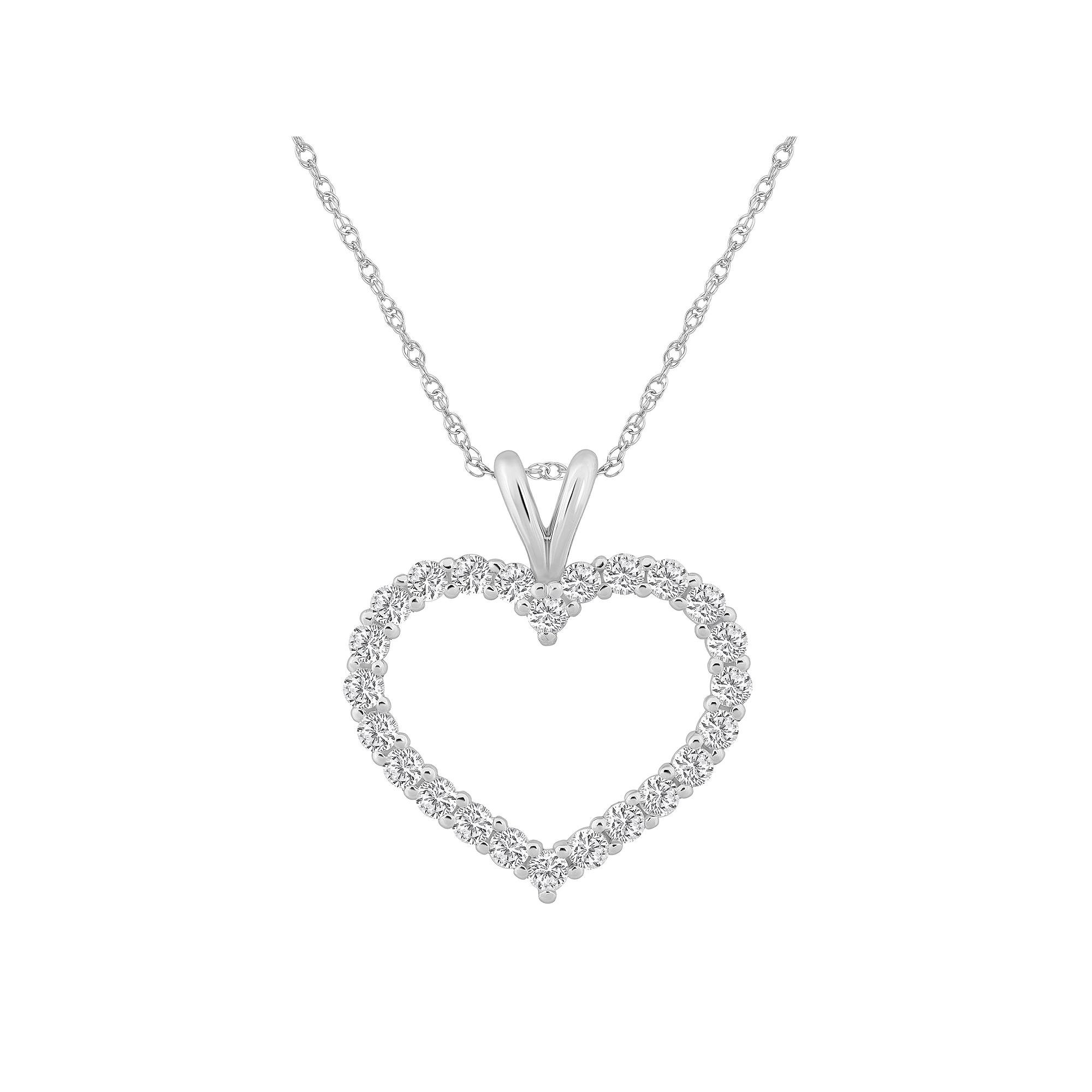 Alyson Layne 14k Gold 1 1/10 Carat T.W. Diamond Heart Pendant Necklace, Women's, Size: 18", 14k White Gold Product Image