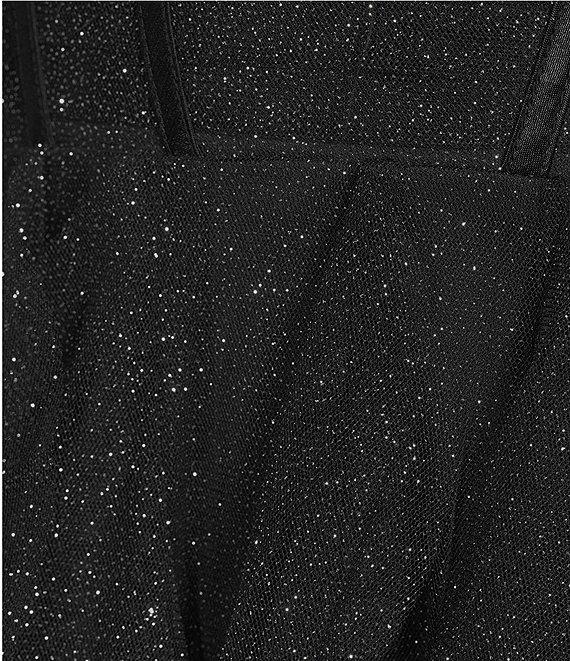 Pear Culture Glitter Mesh Corkscrew High-Low Dress Product Image