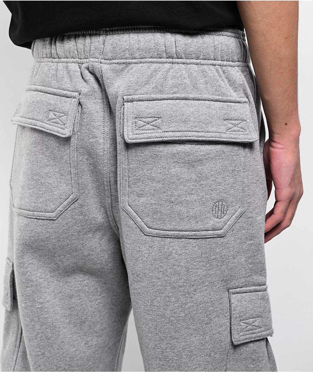 Ninth Hall Flash Tattoo Heather Grey Loose Fit Cargo Sweatpants Product Image
