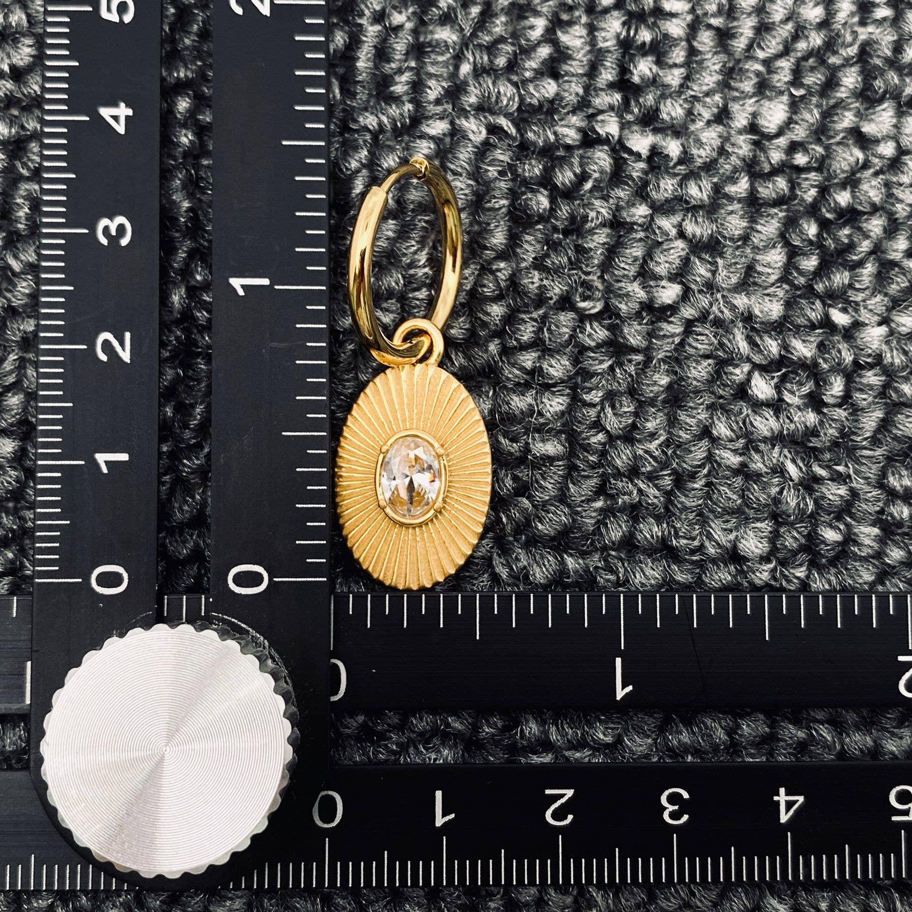 18K Gold Plated Oval Huggie Earrings Product Image