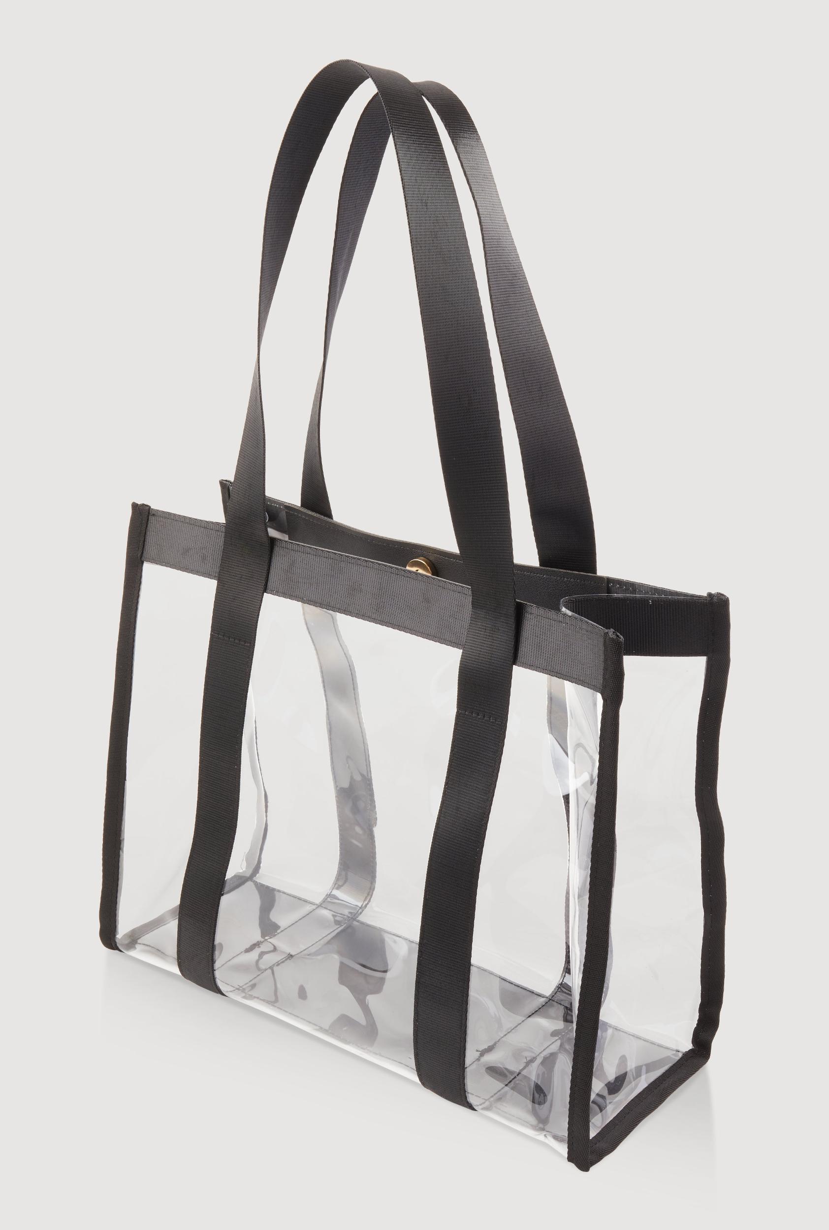 Contrast Trim Clear Tote Bag with Pouch Unisex Product Image