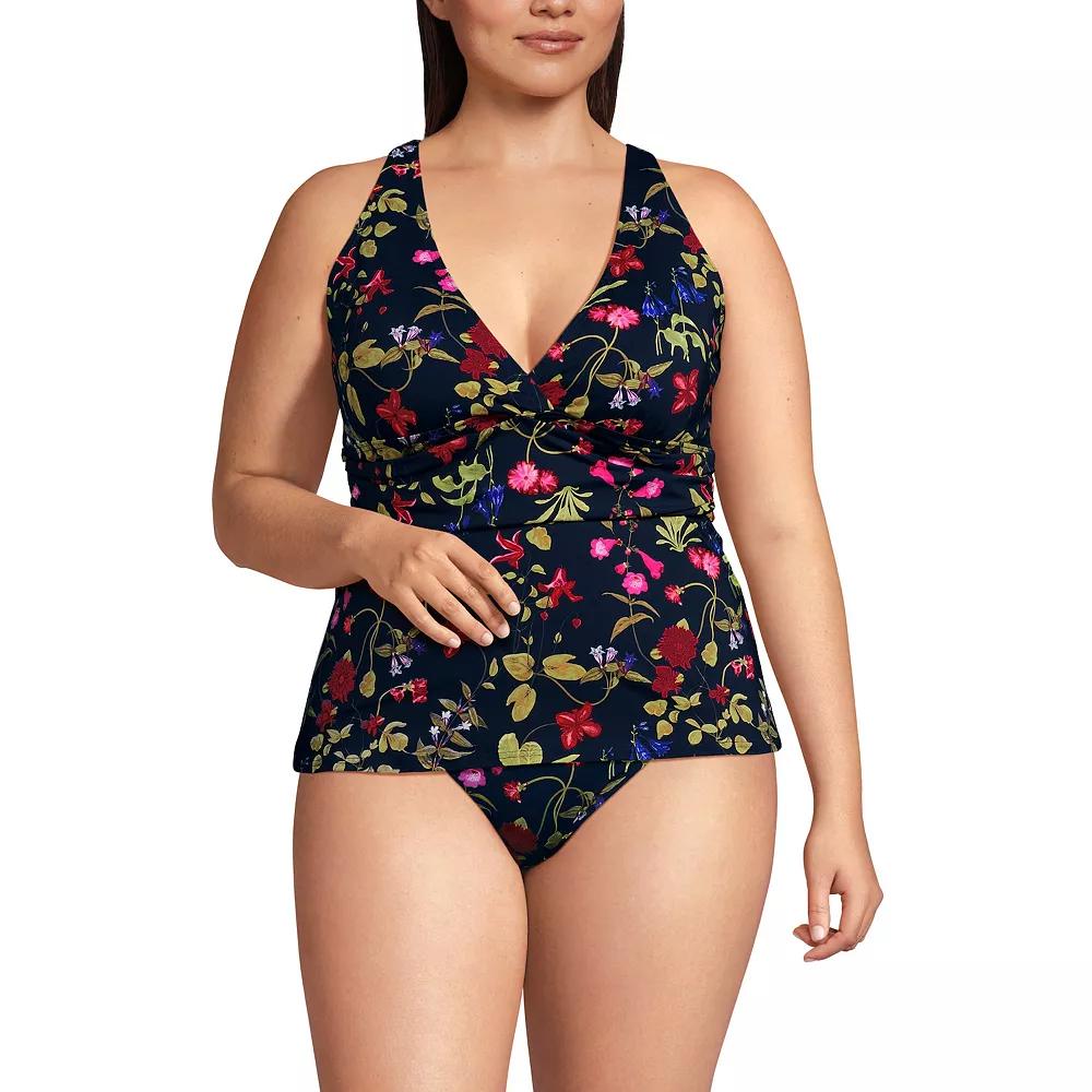 Plus Size Lands' End V-Neck Plunge X Back Tankini Swim Top, Women's, Size: 2XL, Garden Floral Product Image