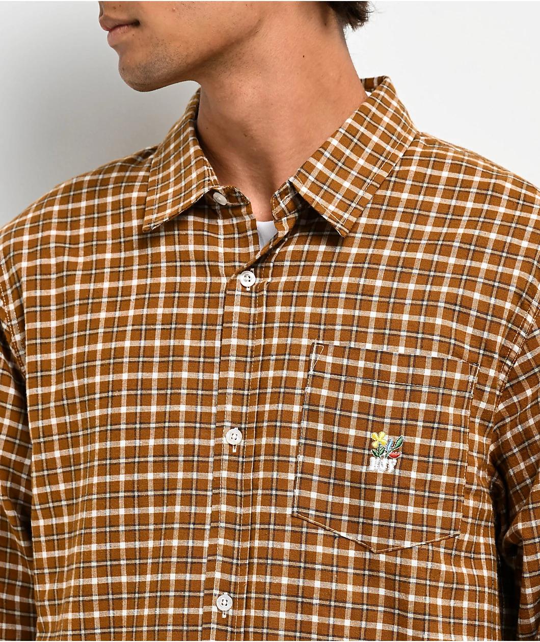 HUF Echo Oxford Plaid Long Sleeve Button Up Shirt Product Image
