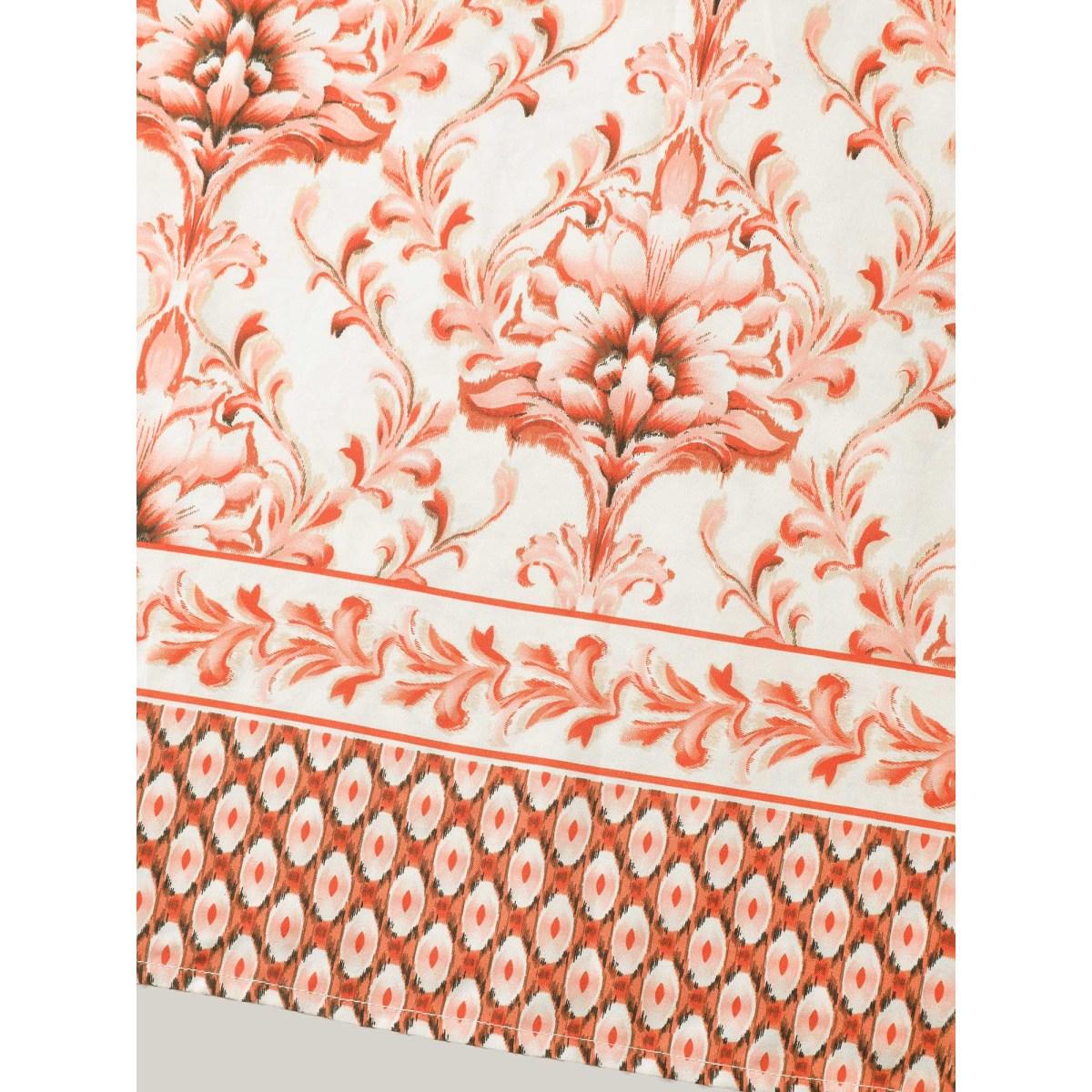 Plus Size Boho Floral Print Pockets Midi Dress Brightorange Women Overlap Collar Short sleeve Curvy BloomChic 22-24/3X Product Image