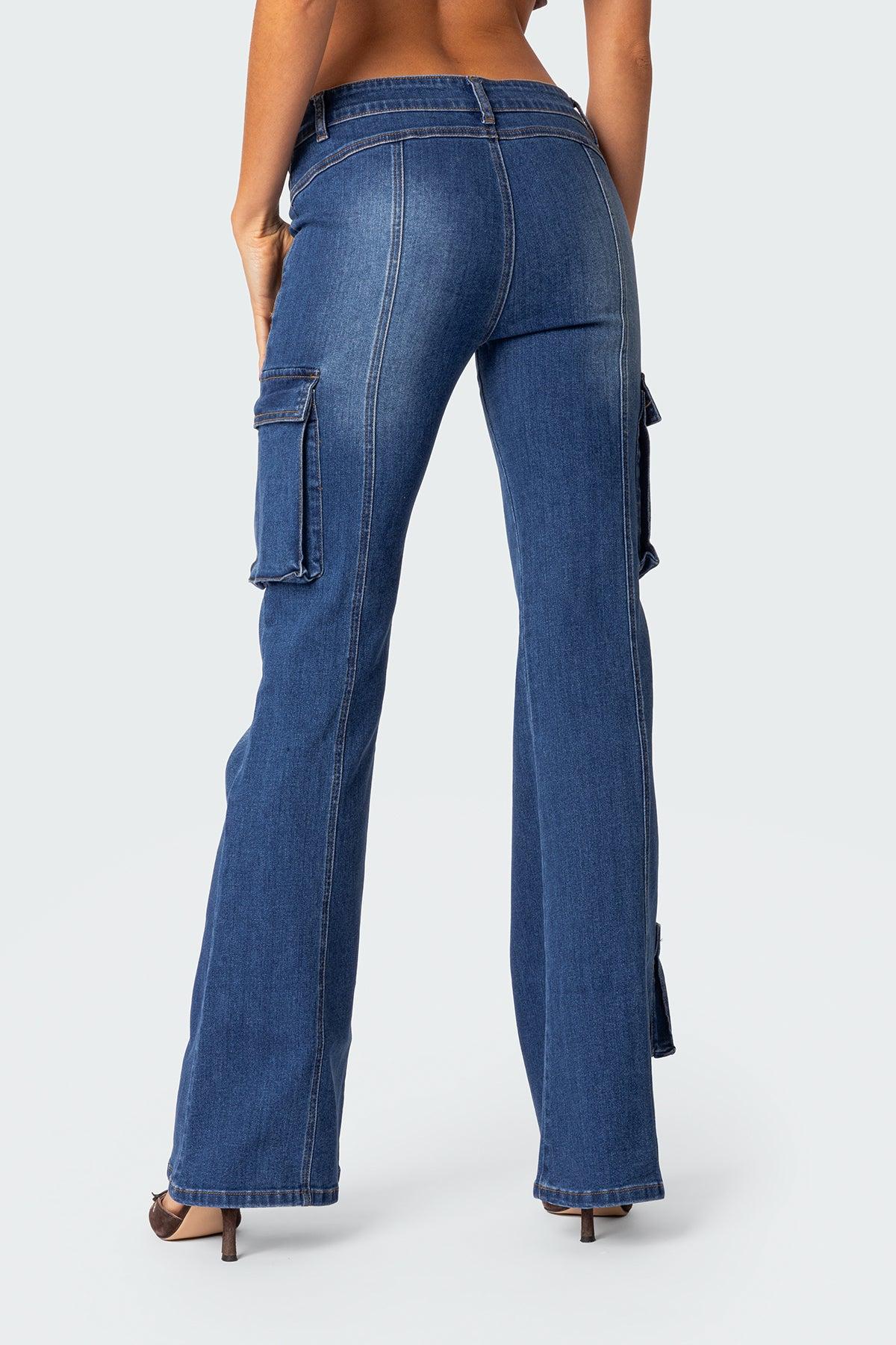 Roslyn Low Rise Flared Cargo Jeans Product Image