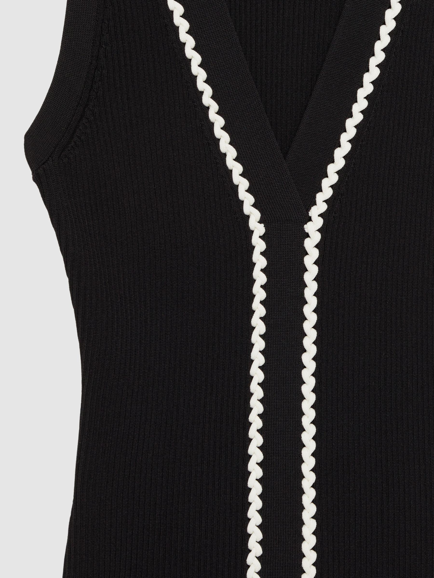Ribbed Knit Craft Stitch Vest Top in Black/White Product Image