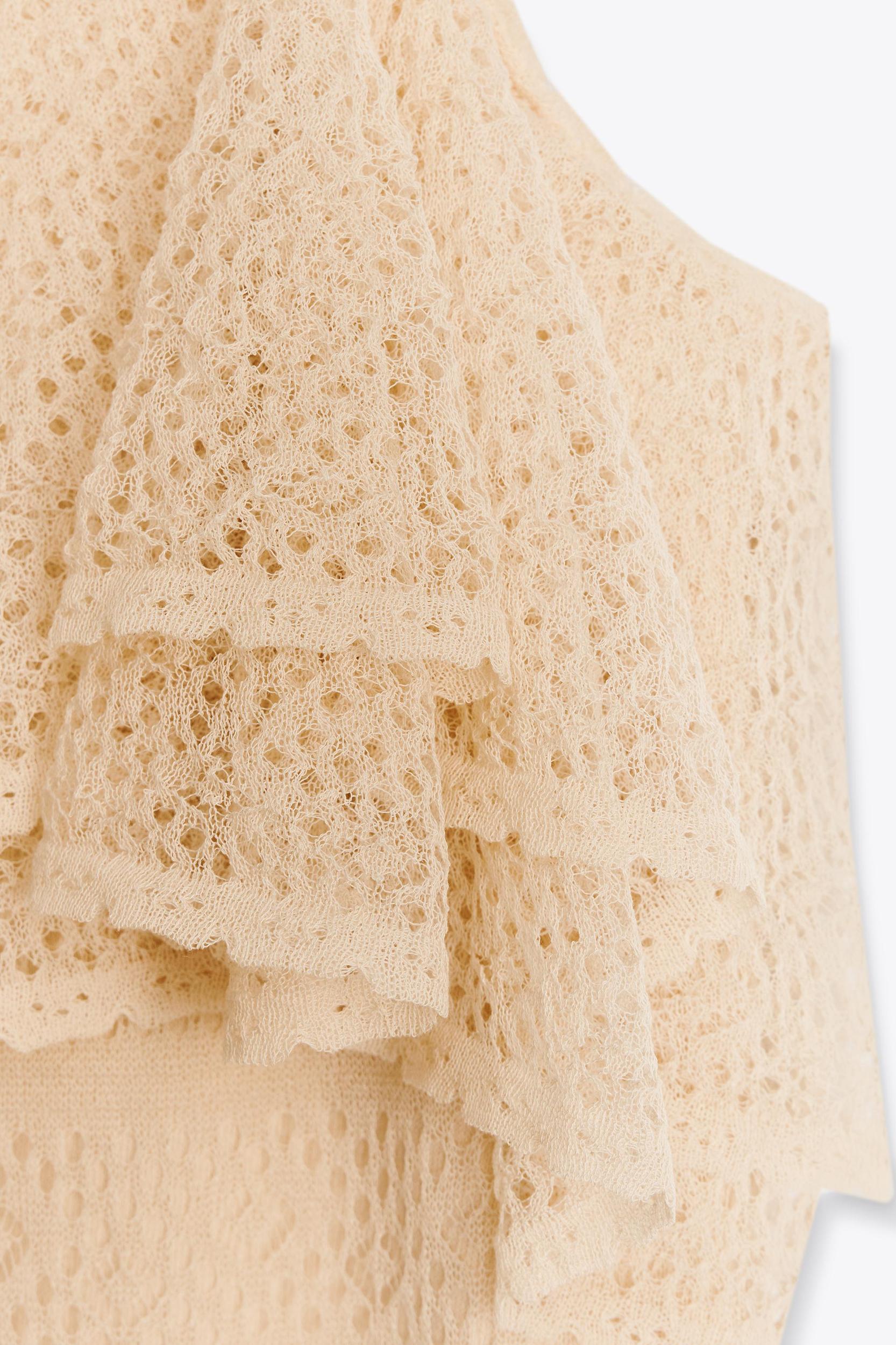 POINTELLE KNIT RUFFLED DRESS Product Image