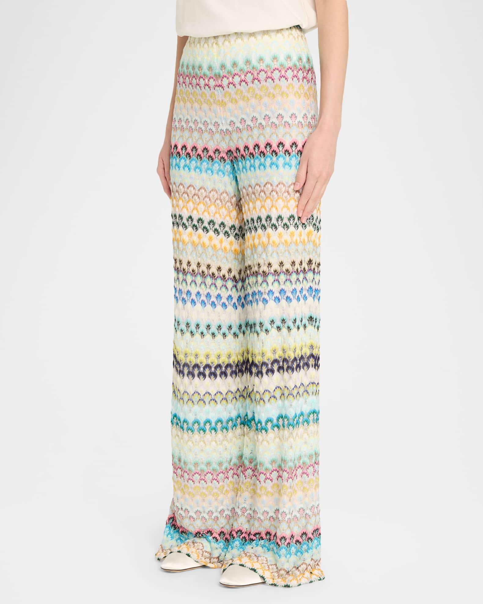 Abstract Floral Lace Wide-Leg Trousers Product Image