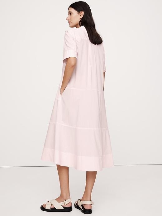 Poplin Tuxedo-Front Midi Dress Product Image