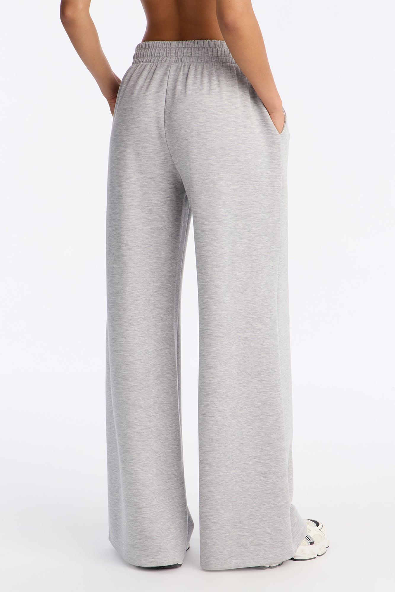 Soft Side Wide Leg Sweatpants - Grey Female Product Image