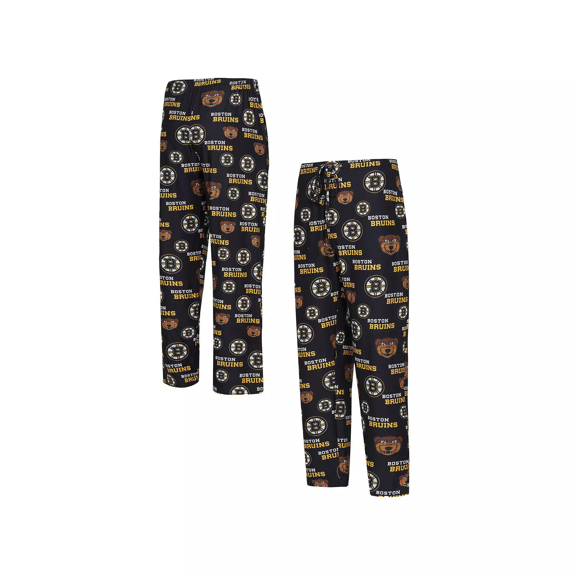Men's Concepts Sport  Black Boston Bruins All Over Print Knit Pants, Size: Large Product Image