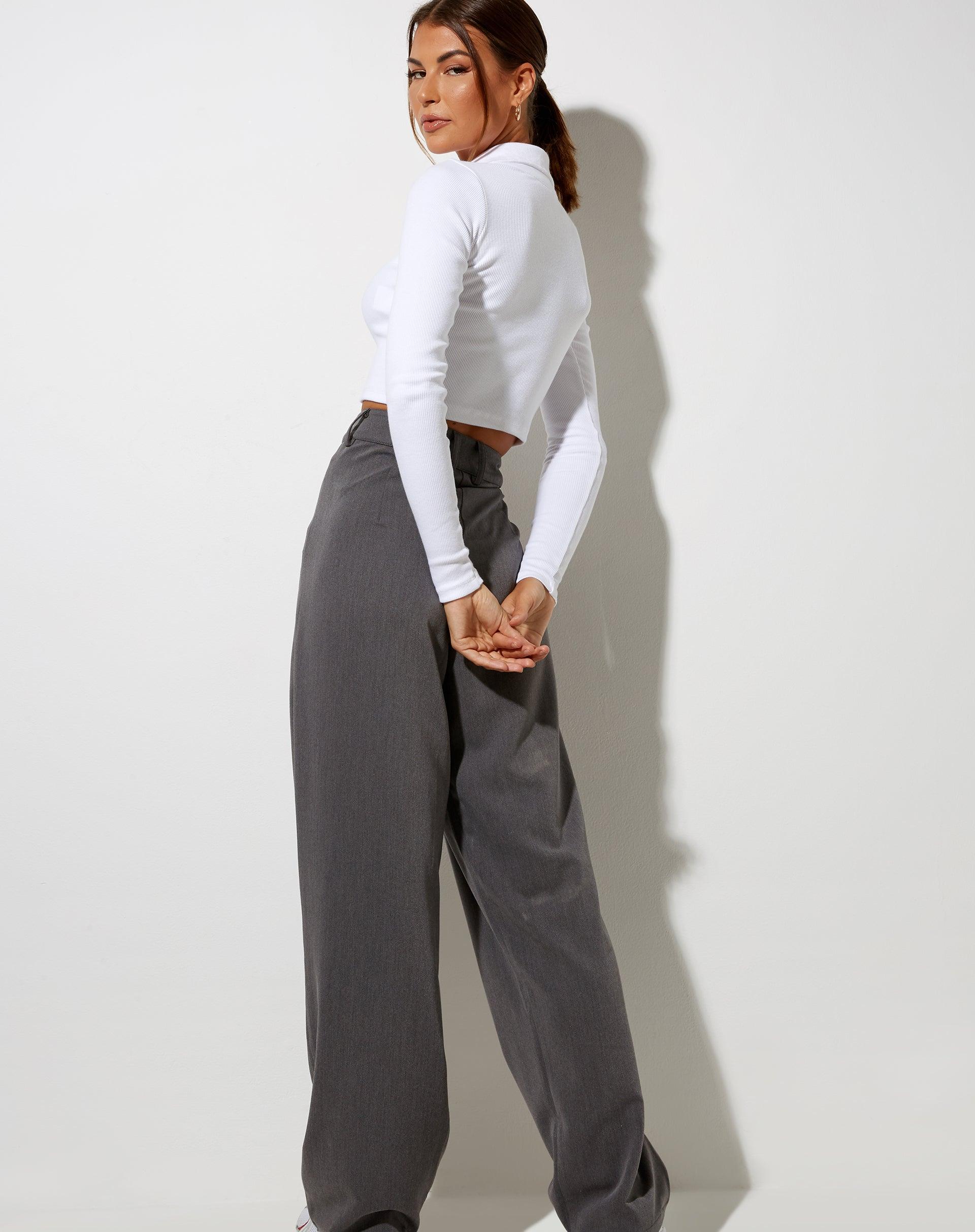 Ryals Long Sleeve Top in Rib White Product Image