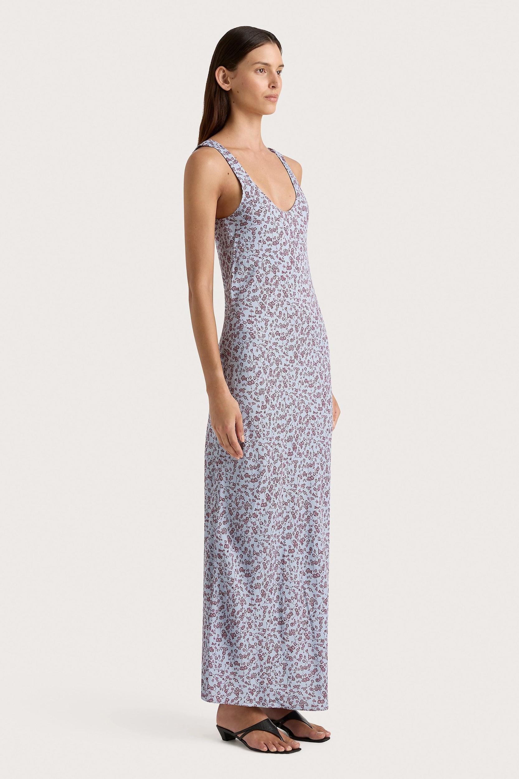 Olivia Maxi Dress Amaryllis Floral Blue - Final Sale Product Image