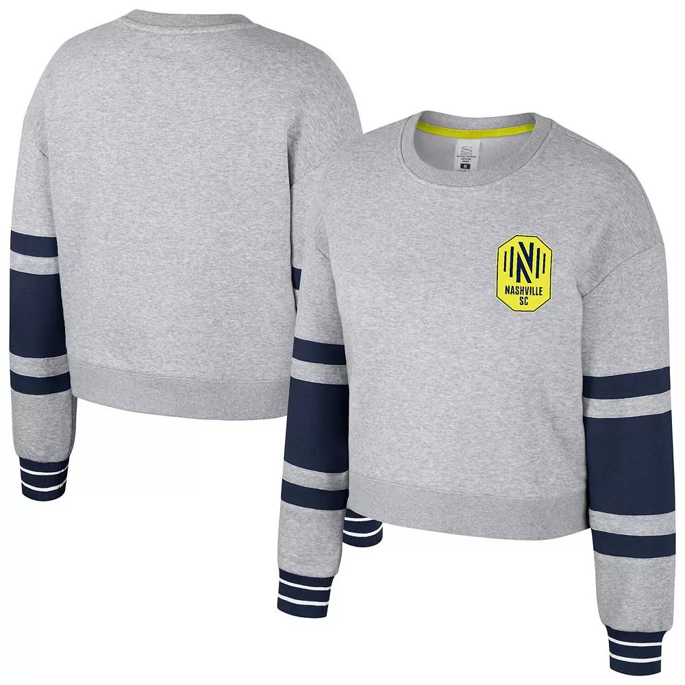 Women's Stadium Essentials Heather Gray Nashville SC Scrimmage Cropped Pullover Sweatshirt,  Product Image