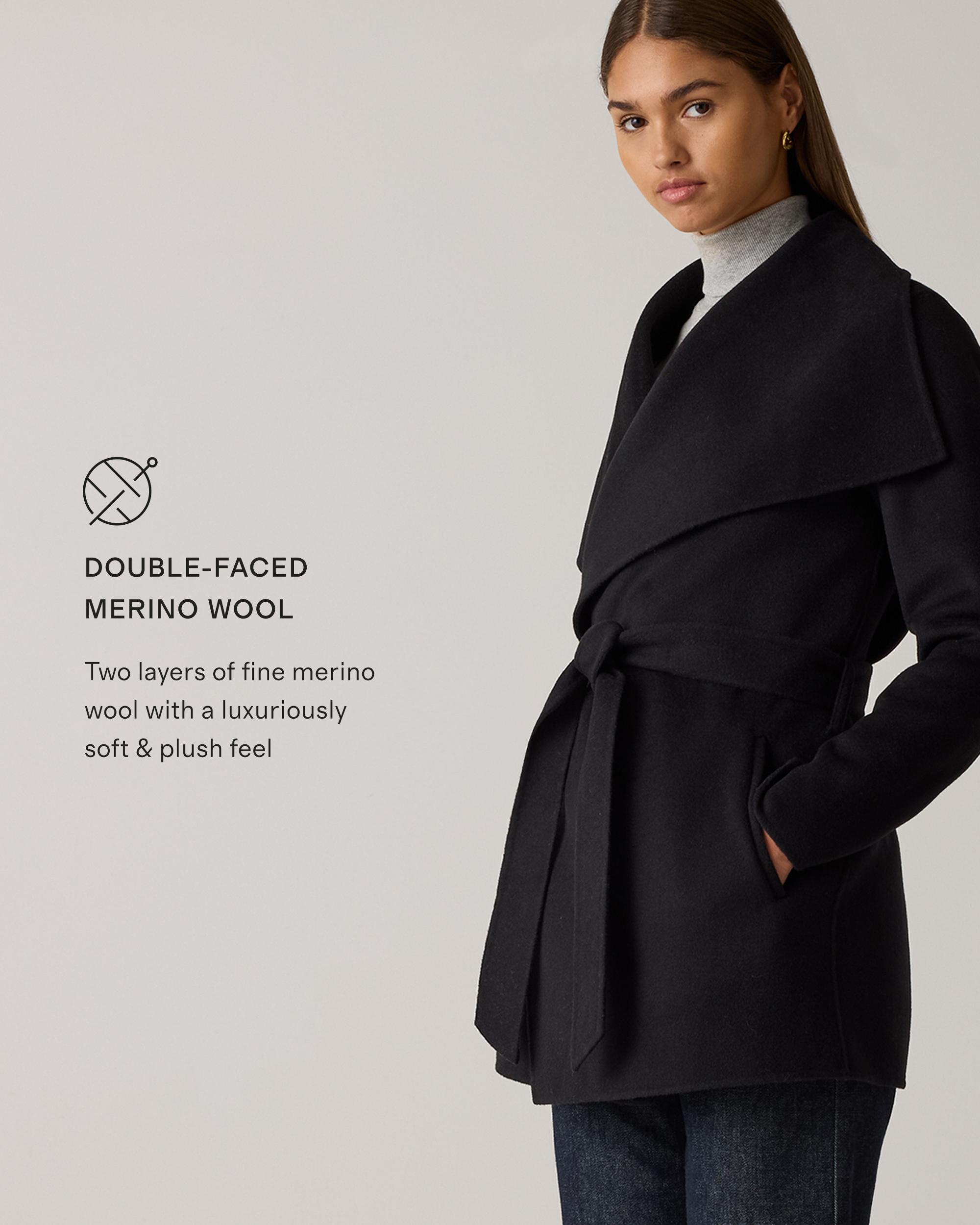 Quince | Women's Double-Faced Merino Wool Draped Collar Short Wrap Coat Product Image