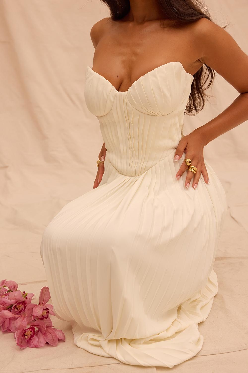 Amorata  ivory pleated maxi dress Product Image