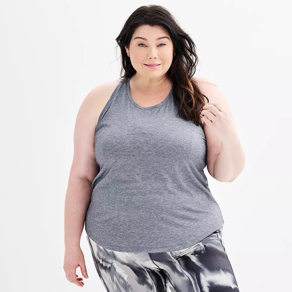 Plus Size Tek Gear® Racerback Tank Top, Women's, Size: 2XL, Smokey Grey Product Image