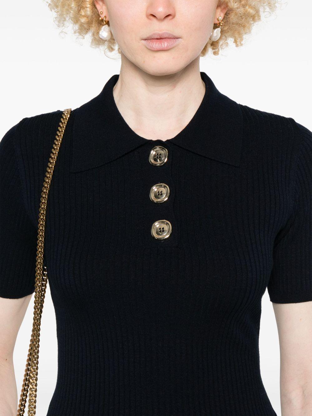 ribbed-knit polo shirt Product Image