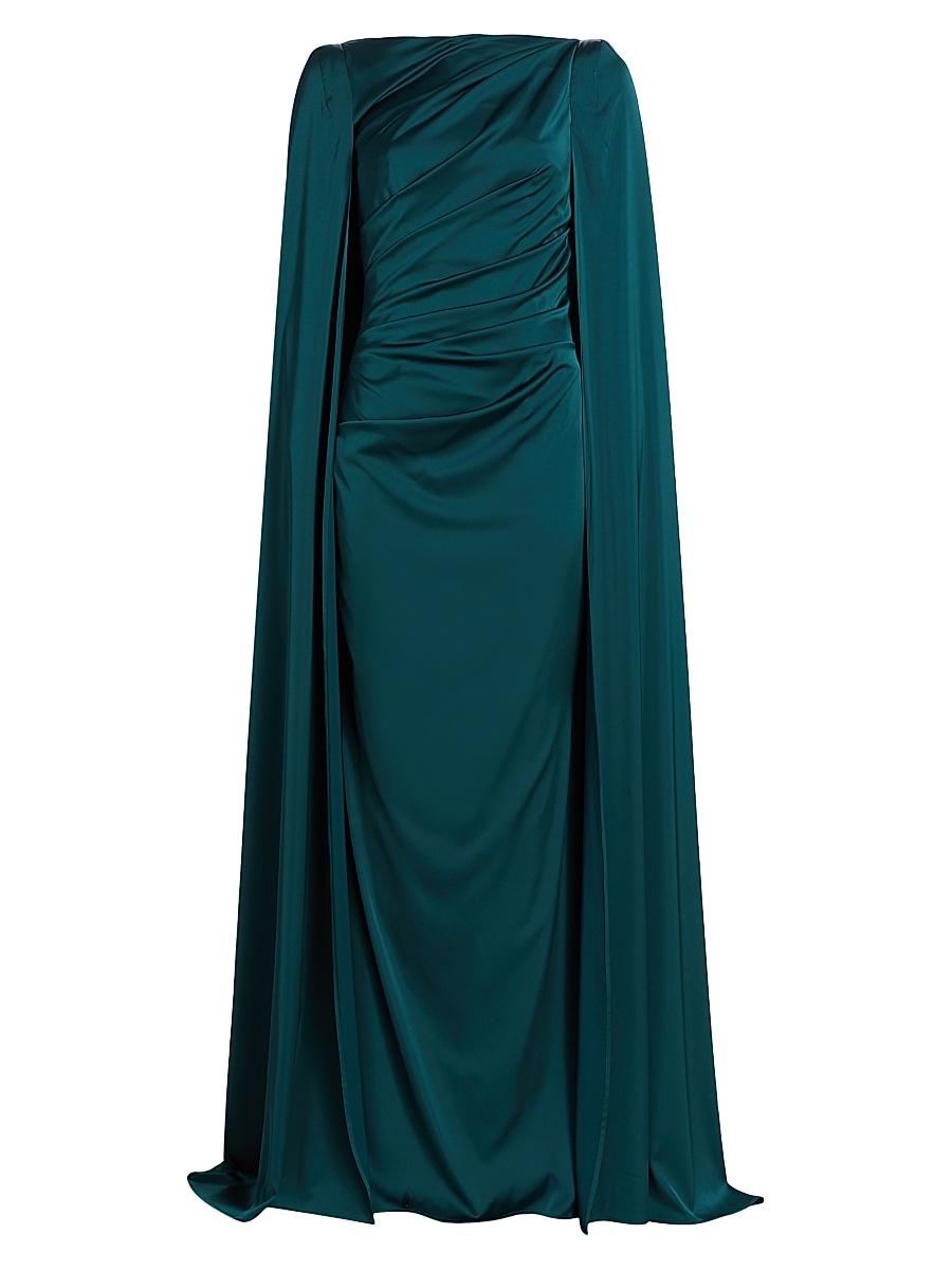 Womens Draped Voile Satin Cape Gown Product Image