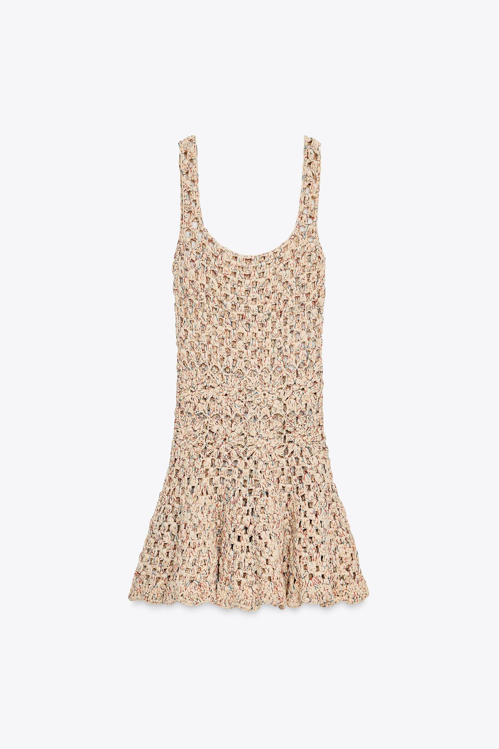 CROCHET KNIT MINI DRESS Product Image