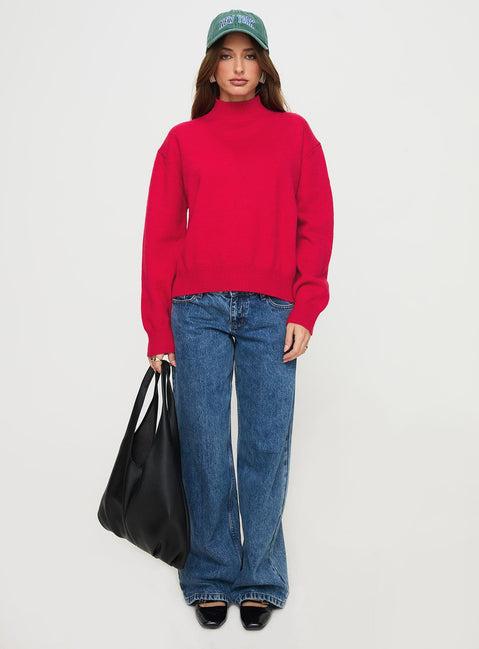 Oberan Knit Sweater Red Product Image