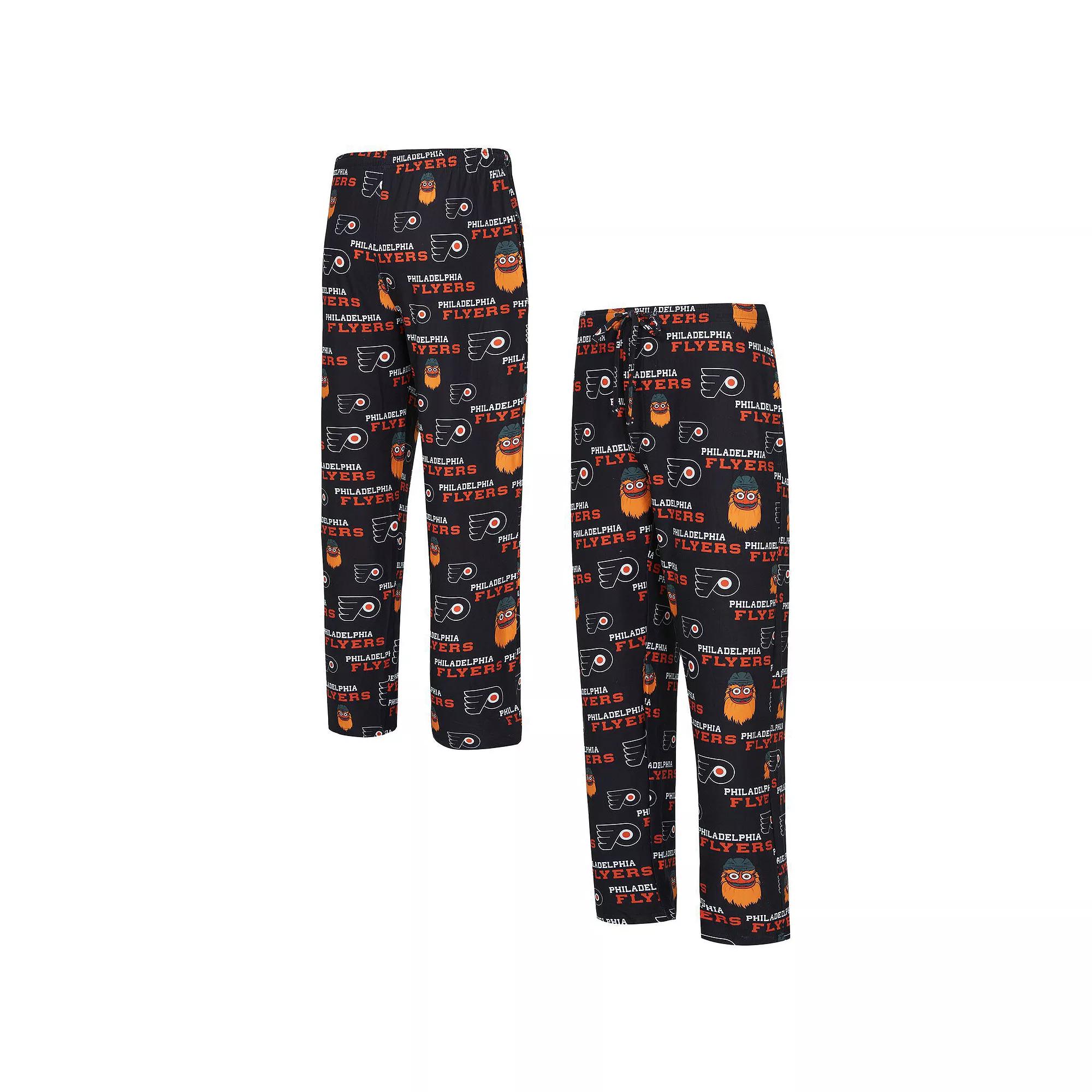 Men's Concepts Sport Black Philadelphia Flyers All Over Print Knit Pants,  Product Image