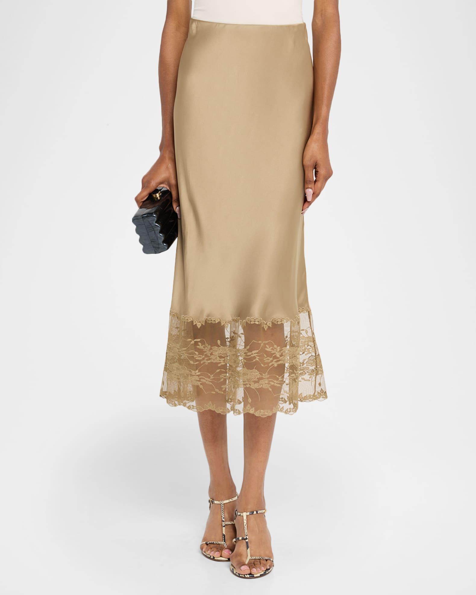 Blake Satin Lace Slip Skirt Product Image