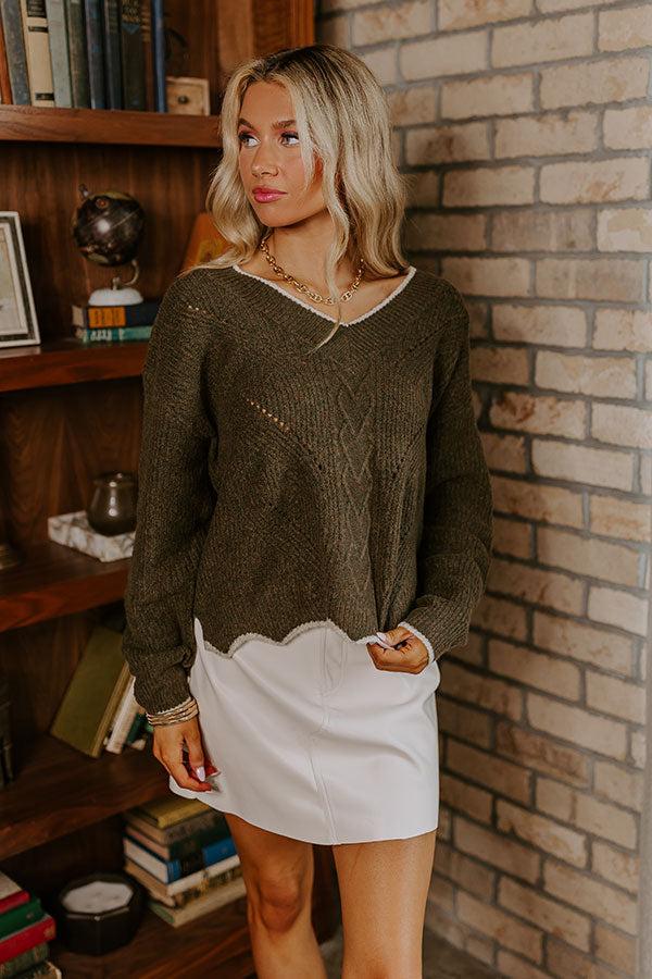 Falling For Cozy Knit Sweater in Martini Olive Product Image