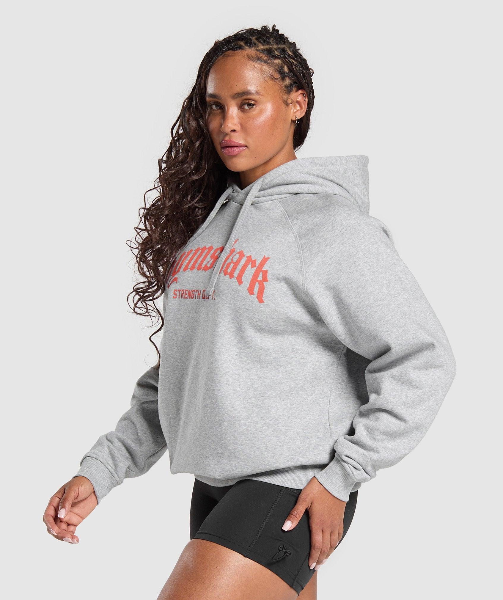 Gymshark Strength Department Graphic Hoodie - Light Grey Core Marl Female Product Image