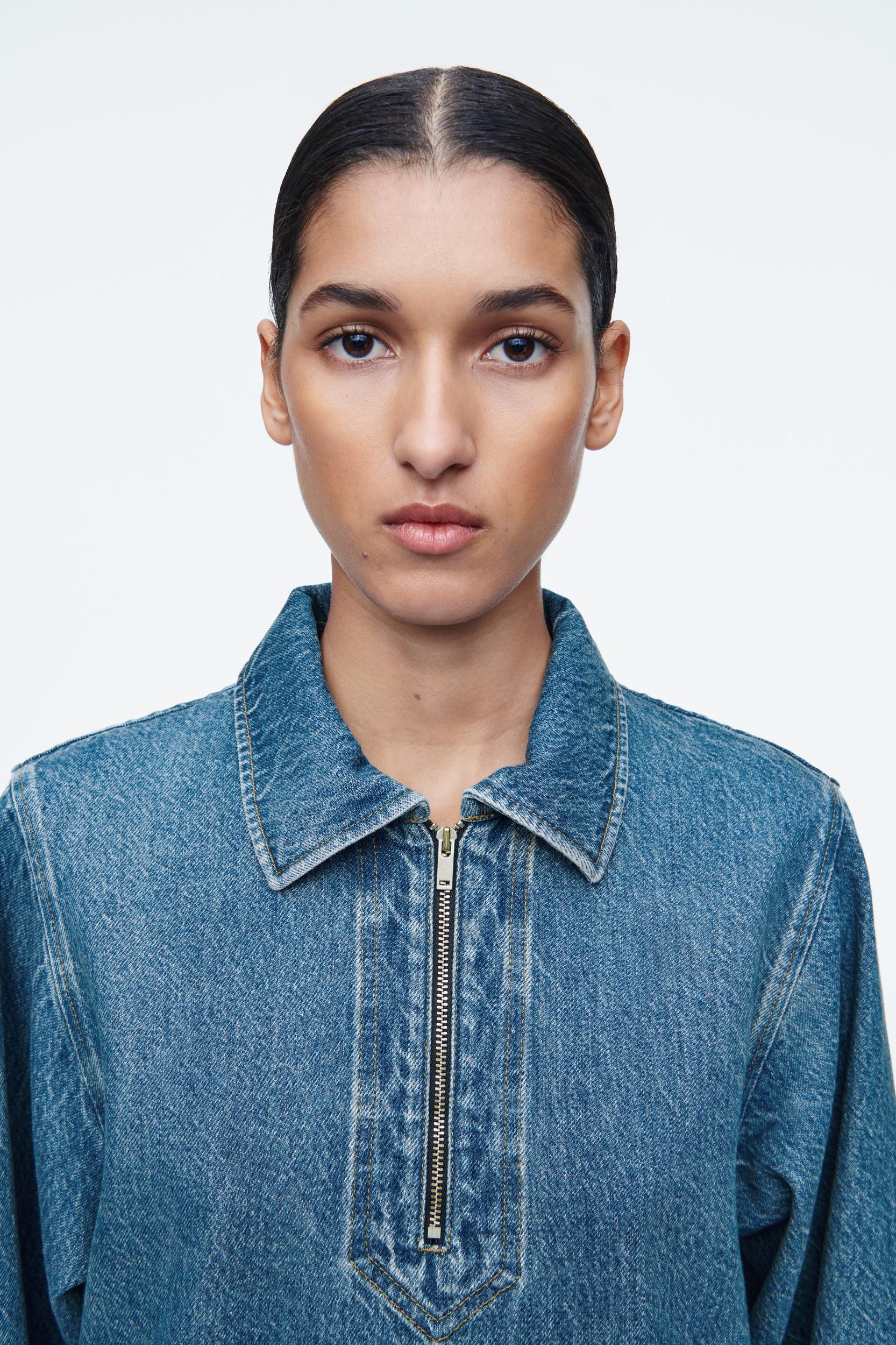 DENIM HALF-ZIP DRESS Product Image