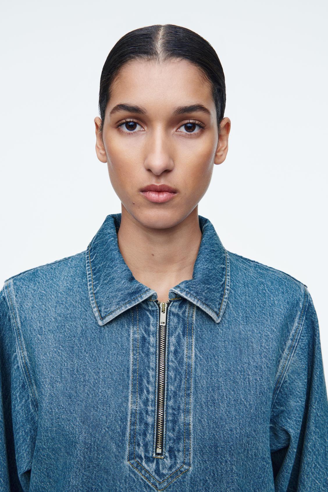 DENIM HALF-ZIP DRESS Product Image