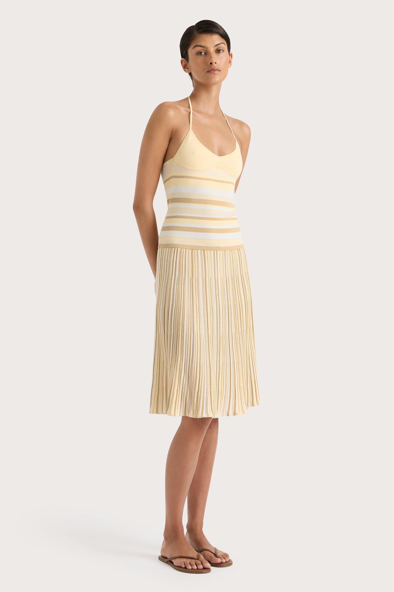 Citara Drawstring Skirt Butter Stripe - Final Sale Product Image