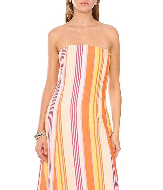 1. STATE Woven Striped Strapless Maxi Shift Dress Product Image