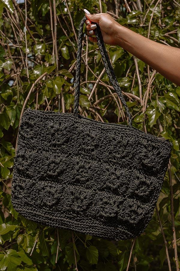 Covered In Sunshine Woven Tote In Black Product Image