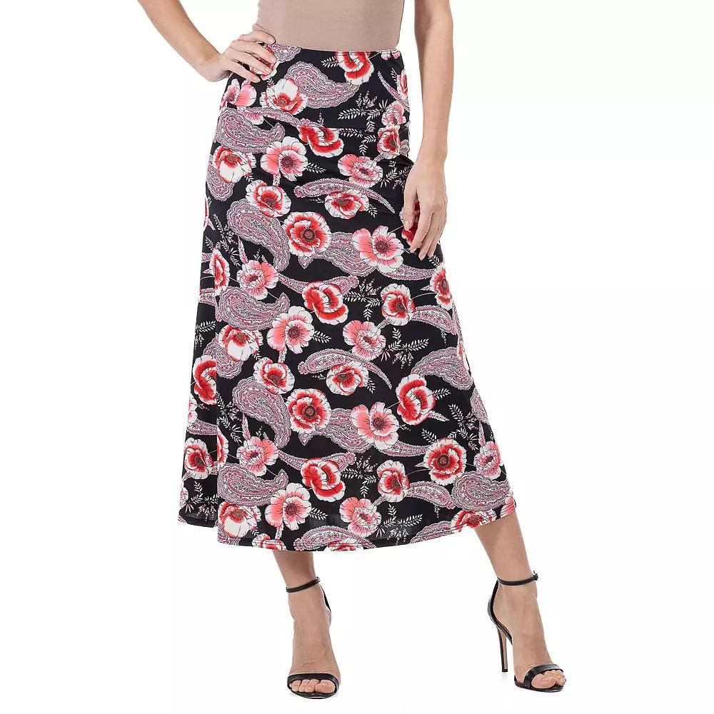 Women's 24Seven Comfort Apparel Floral Maxi Skirt, Size: Medium, Pink Team Product Image