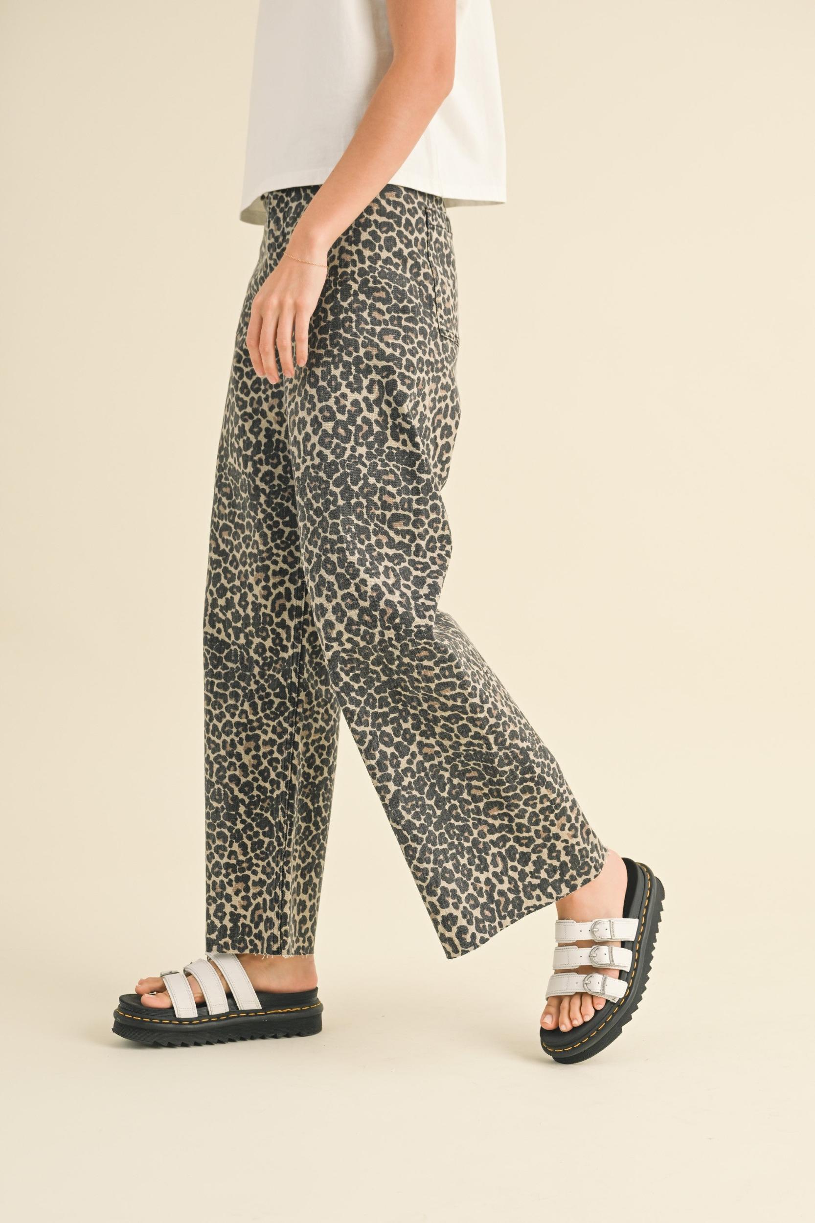 Leopard Print Wide Leg Pants Product Image