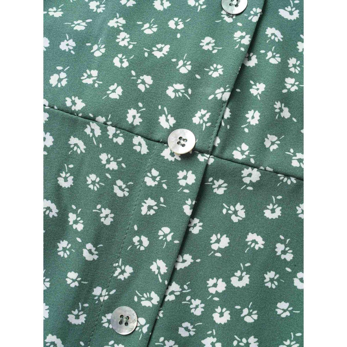 Plus Size Lapel V-Neck Midi Dress Emerald Women Elegant Tie knot Shawl collar Half Sleeve Curvy BloomChic 10/M Product Image