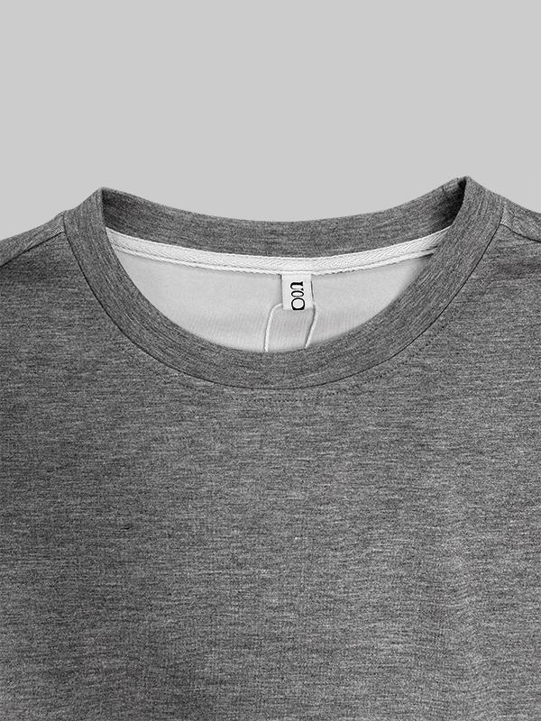 Long Sleeves Loose Belt Buckle Solid Color Round-Neck Sweatshirt Tops Product Image