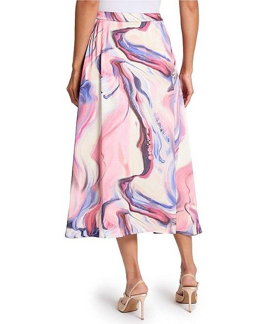 MISOOK Crepe De Shine Watercolor V-Neck Short Sleeve Blouse Product Image