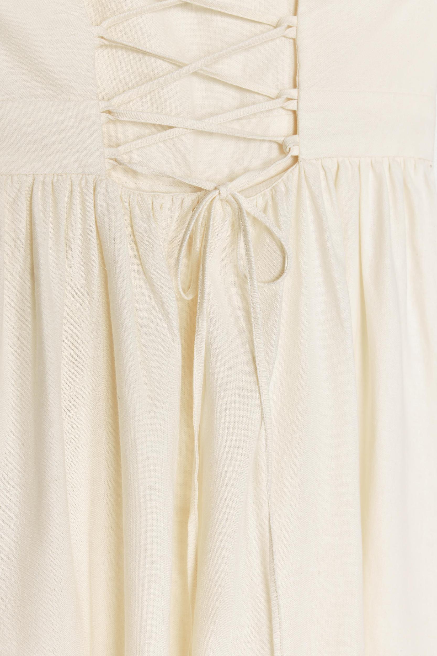 LINEN BEADED STRAP MIDI DRESS Product Image