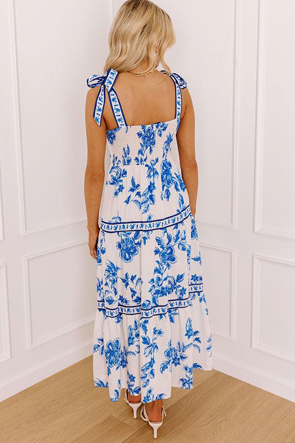 Venetian Dreams Floral Midi Dress in Blue Product Image
