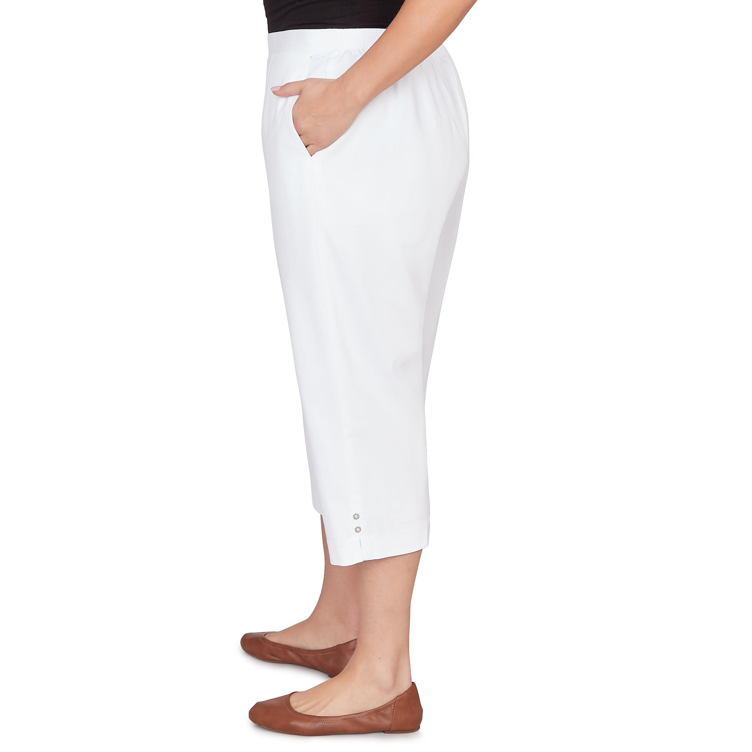 Alfred Dunner Solid Twill Button Hem Capri Pant - Plus Product Image