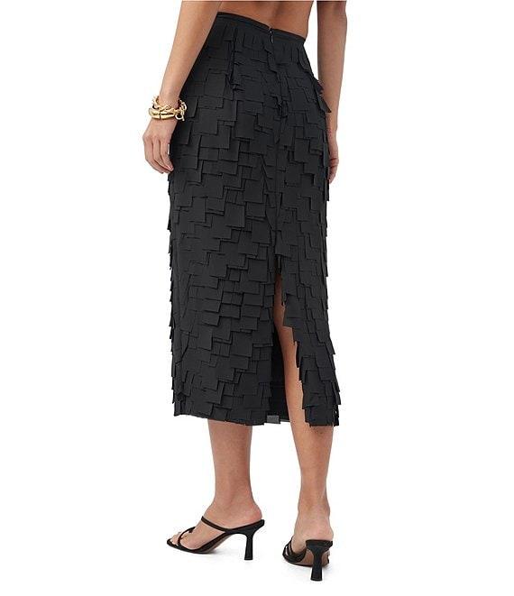 Trina Turk Dita Novelty Square Fringe Coordinating High Waist Pencil Skirt Product Image