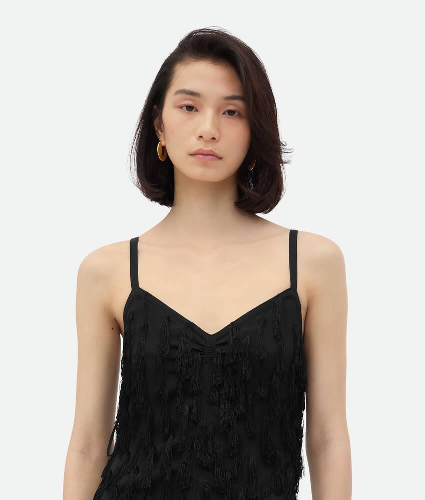 Women's Fringed Fil Coupe Crepe Dress in Black Product Image