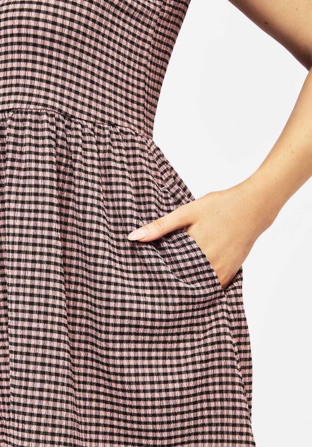 Midora Crinkle Check Mini Skater Dress Product Image
