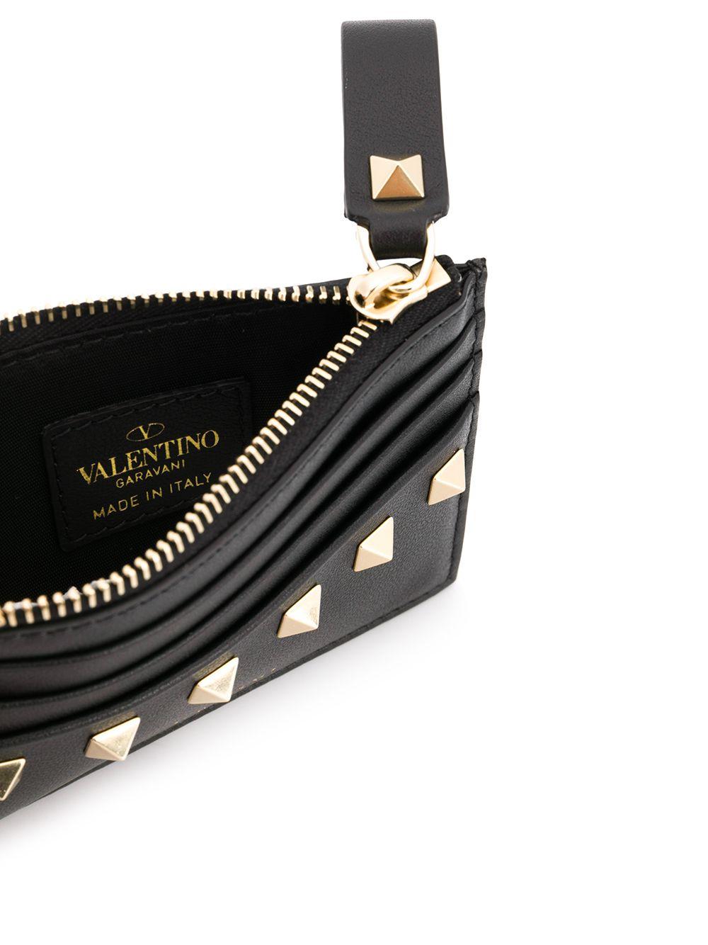 Rockstud zipped leather cardholder Product Image