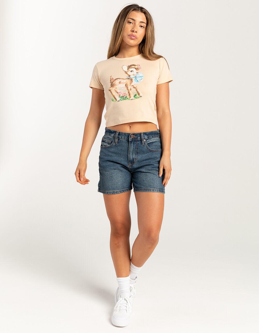 RSQ Womens Deer Baby Tee - TAN Product Image