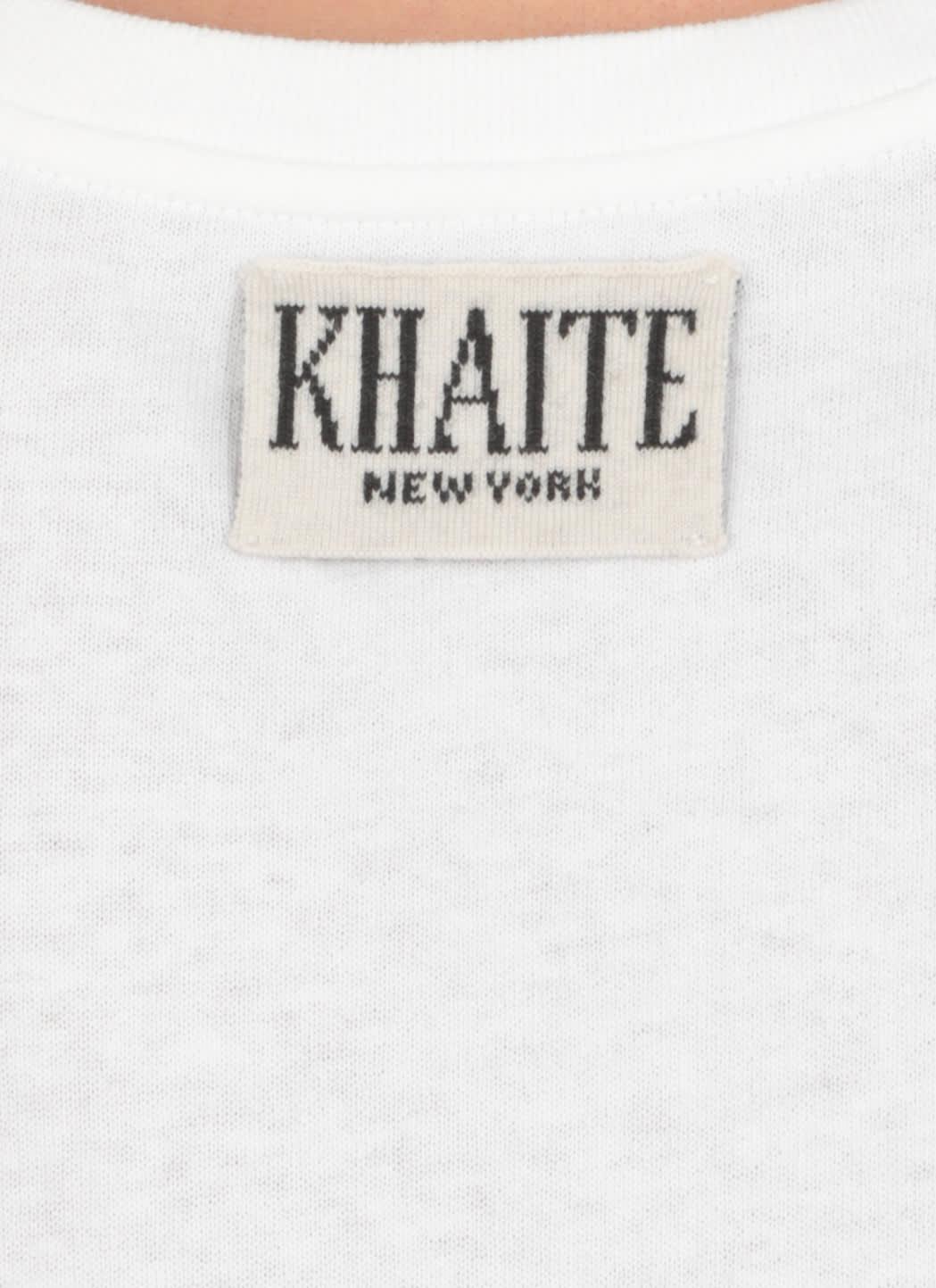 KHAITE Womens White Mae Brand-patch Cotton-jersey T-shirt In Cream Product Image